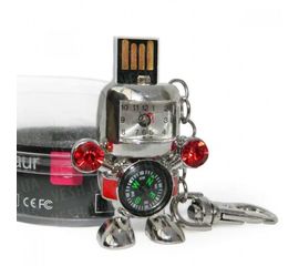 Флешка 8 Gb металл Робот с часами и компасом, фото 1