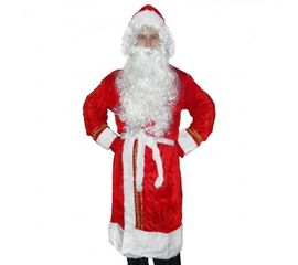 Карнавальный костюм Деда Мороза с вышивкой красный, фото 1