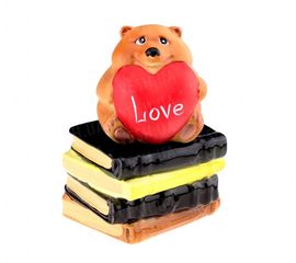 Копилка Мишка с сердечком на книге, фото 1