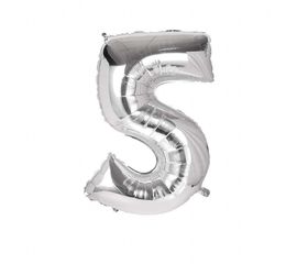 Шарик Цифра серебро 80 см 5, фото 1
