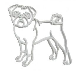 Украшение Собака Мопс пластик 12х9 см белый, фото 1