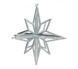 Украшение Звезда пластик 12х9см серебро, фото 1