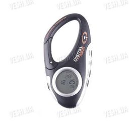 Многофункциональный 3 в 1 походный цифровой компас в виде карабина + термометр + часы для туристов и путешественников, фото 1