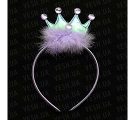 Аксессуар на ободке Корона с пухом фиолетовый, фото 1