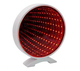 Бесконечное зеркало Infinity Mirror Круг красное свечение, фото 1