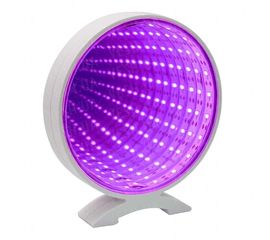 Бесконечное зеркало Infinity Mirror Круг малиновое свечение, фото 1