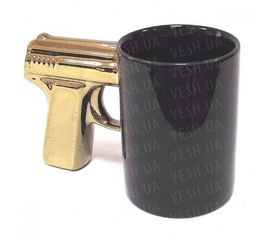 Чашка Пистолет золотая, фото 1