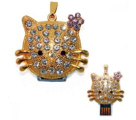 Флешка 8 Gb металл со стразами Китти, фото 1