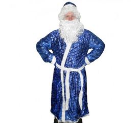 Карнавальный костюм Деда Мороза с рисунком синий, фото 1