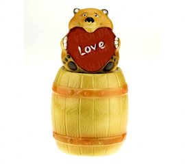 Копилка Мишка с сердечком на бочке, фото 1