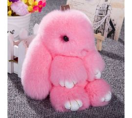 Меховой брелок (розовый) на сумку в виде зайчика (Натуральный мех), фото 1