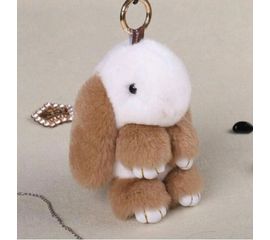 Меховой брелок (рыжий с белым) на сумку в виде зайчика (Натуральный мех), фото 1
