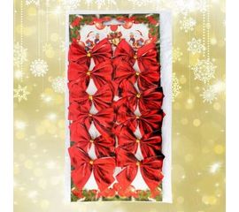 Новогодний декор Бантики уп. 12 шт. красный, фото 1