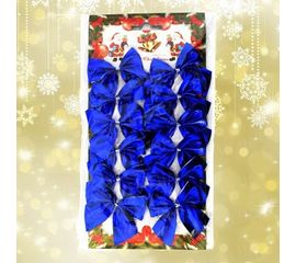 Новогодний декор Бантики уп. 12 шт. синий, фото 1