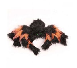 Паук из меха 30см (черный с оранжевым), фото 1