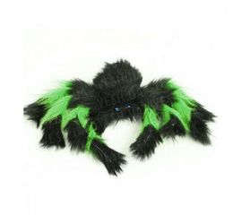 Паук из меха 30см (черный с зеленым), фото 1