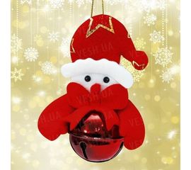 Подвеска бубенчик Снеговик красный, фото 1