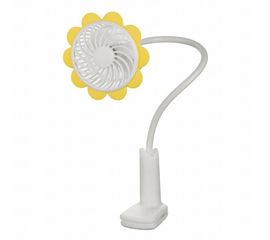 Портативный вентилятор Подсолнух с прищепкой. Желтый, фото 1