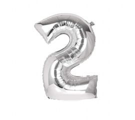 Шарик Цифра серебро 80 см 2, фото 1
