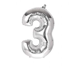 Шарик Цифра серебро 80 см 3, фото 1