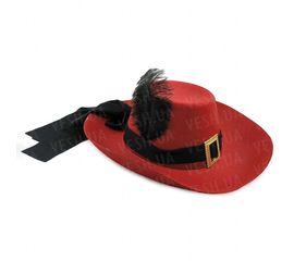 Шляпа Мушкетера с пером красная, фото 1