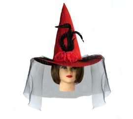 Шляпа Ведьмы атласная красная, фото 1