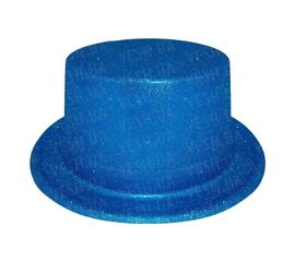 Шляпа детская Цилиндр блестящая голубая, фото 1