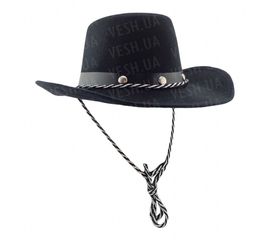 Шляпа детская с заклепками Ковбой черная, фото 1