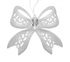 Украшение Бант пластик 12х13см белый, фото 1