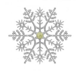 Украшение Снежинка Классика с камнем 12х12 см серебро, фото 1
