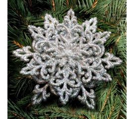 Украшение Снежинка объемная Кристалл 12х12 см серебро, фото 1