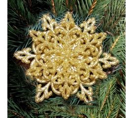 Украшение Снежинка объемная Кристалл 12х12 см золото, фото 1
