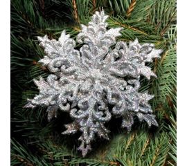 Украшение Снежинка объемная Морозко 12х12 см серебро, фото 1