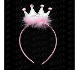 Аксессуар на ободке Корона с пухом розовый, фото 1