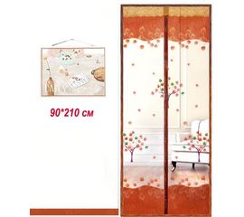 Антимоскитные сетки (кофейный цвет c рисунком) на двери на магнитах. 90*210см., фото 1