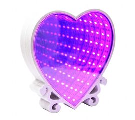 Бесконечное зеркало Infinity Mirror Сердце малиновое свечение, фото 1