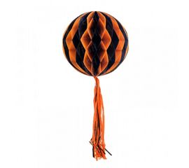 Бумажный шар соты полосатый 30 см оранжевый, фото 1