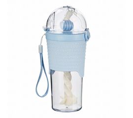 Бутылка с шейкером и трубочкой 500 мл. Голубая, фото 1