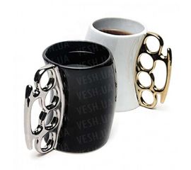 Чашка с кастетом выпуклая черная, фото 1