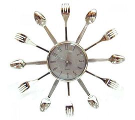 Часы Ложки Вилки серебро, фото 1