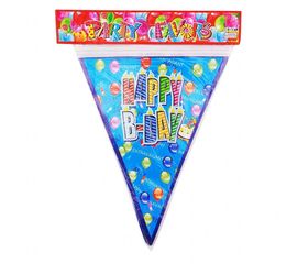 Гирлянда флажки Happy Birthday голубая, фото 1