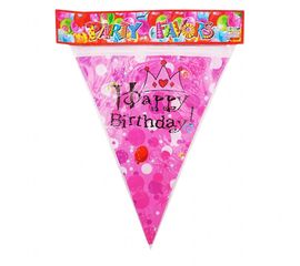 Гирлянда флажки Happy Birthday розовая, фото 1