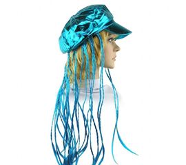 Кепка женская с косичками голубая, фото 1