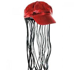 Кепка женская с косичками красная, фото 1