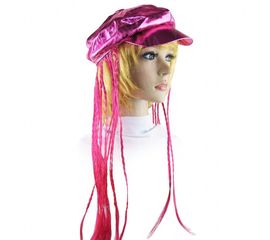 Кепка женская с косичками розовая, фото 1