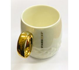 Керамическая чашка &quot;Starbucks Gold&quot;. Белая (Уценка), фото 1