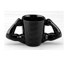 Кружка культурист силач мускул черная, фото 1