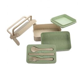 Ланчбокс из биопластика, 3 этажа Зеленый, фото 1