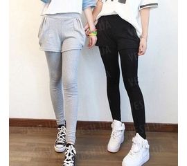 Леггинсы утепленные с шортами и с декоративными карманами #3. Черные, фото 1