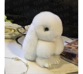 Меховой брелок (белый) на сумку в виде зайчика (Натуральный мех), фото 1